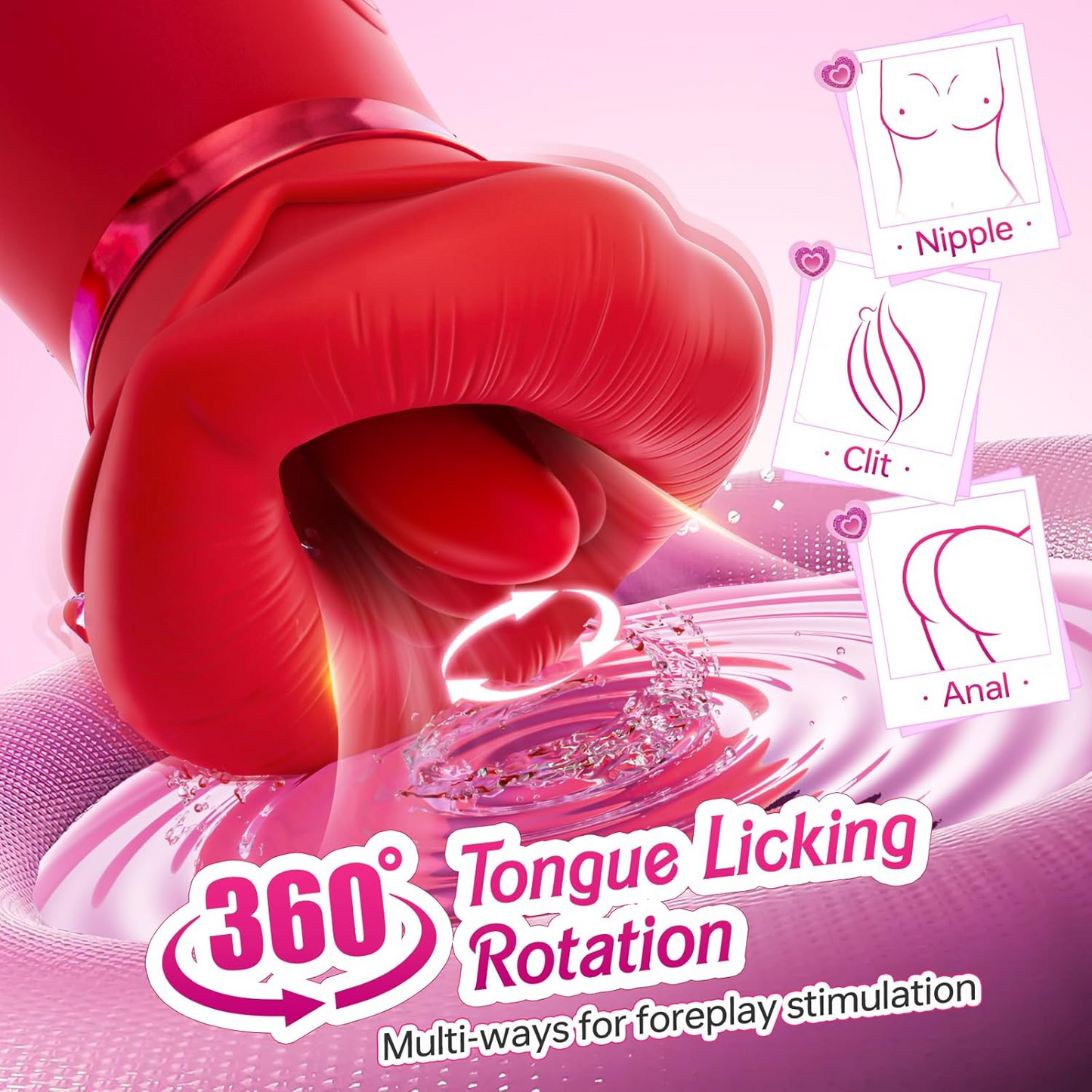 Sovokn 5IN1 Mouth Sucking Vibrator Rose Sex Toy