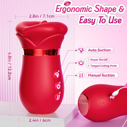 Sovokn 5IN1 Mouth Sucking Vibrator Rose Sex Toy